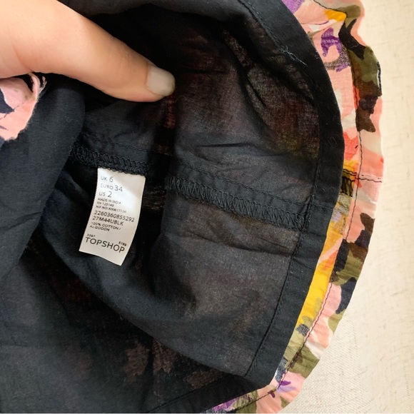 Top shop Multicolored Floral Printed Double Lined Cotton Mini Skirt 2 - Picture 5 of 7